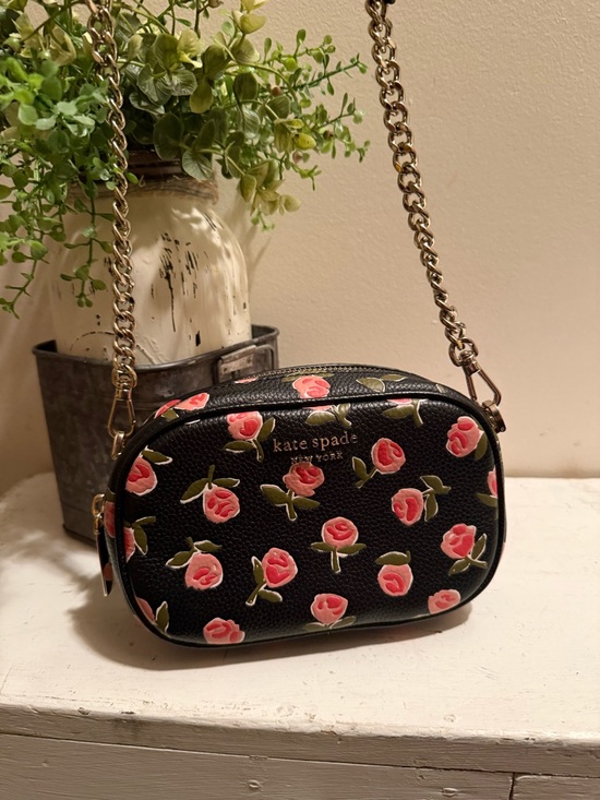 kate spade Handbags - kate spade Black Rose Print Crossbody Bag with Gold Chain